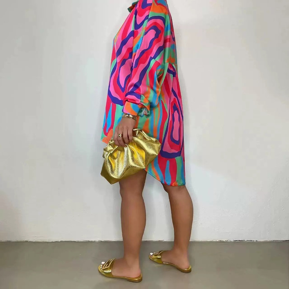 H&M Chic Summer Vacation Casual Printed Longline Shirt for Women